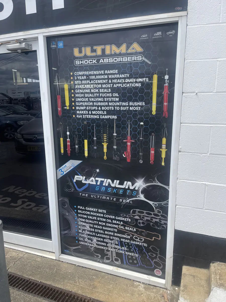 Commercial glass door covered with one way vision vinyl and English product information